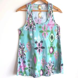 FLORAL PRINT M Women's Tank Top Multicolour Lightweight Size Medium